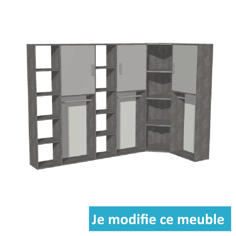 Dressing en L avec angle à droite en bois et blanc moderne