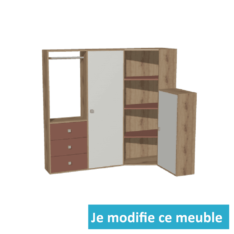 Dressing en L avec portes tiroirs et étagères amovibles