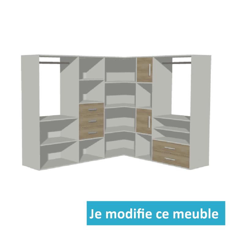 Dressing en L moderne bois et blanc