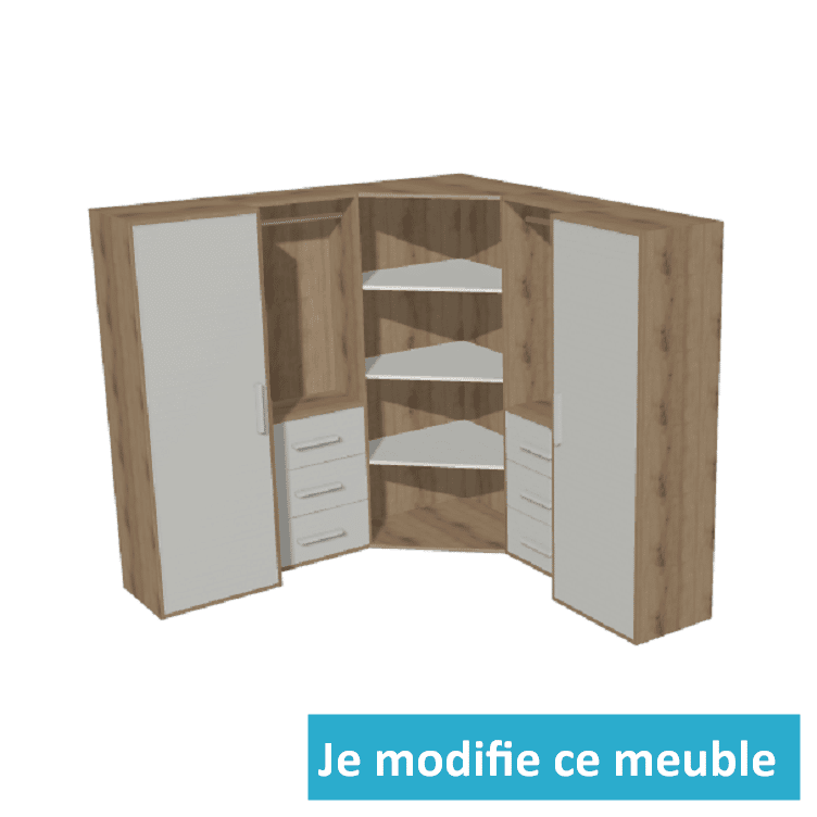 Penderie d'angle contemporaine avec portes et étagères