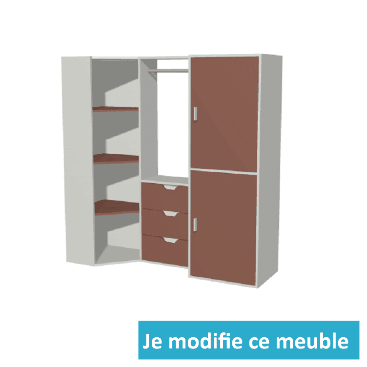 Penderie d'angle gauche avec portes et tiroirs