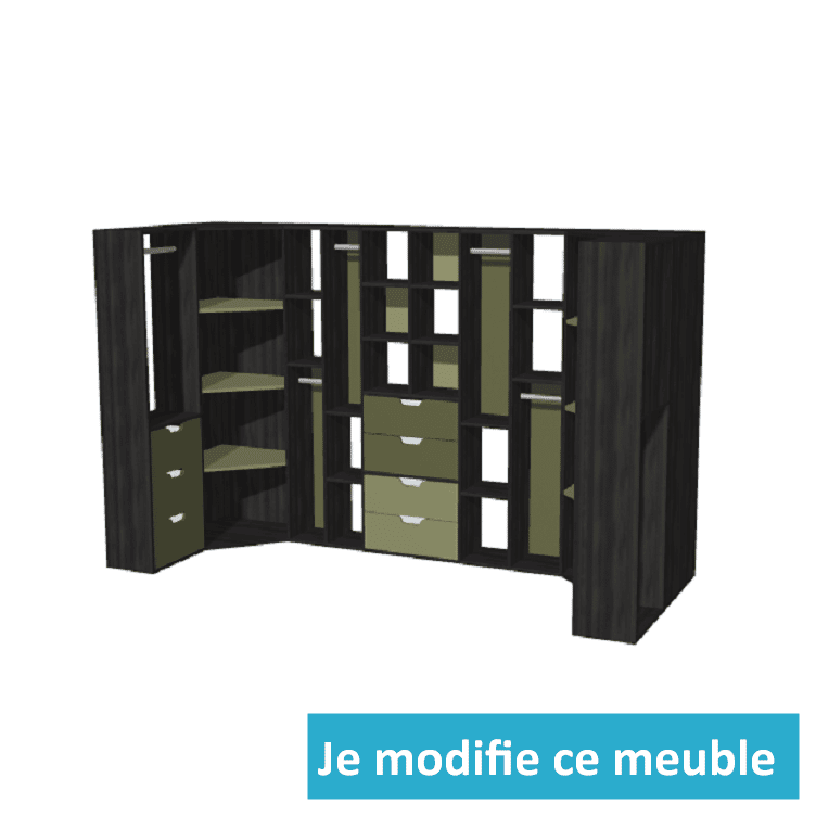Dressing d'angle droit et gauche moderne avec nombreux rangements