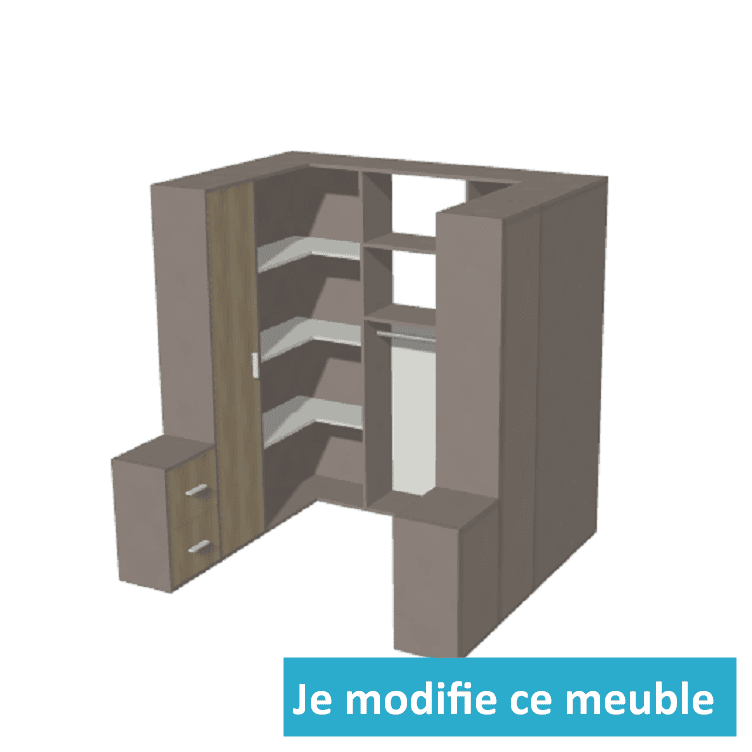 Dressing destructuré avec de nombreuses étagères