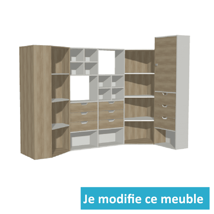 Dressing en u destructuré blanc et bois sur mesure