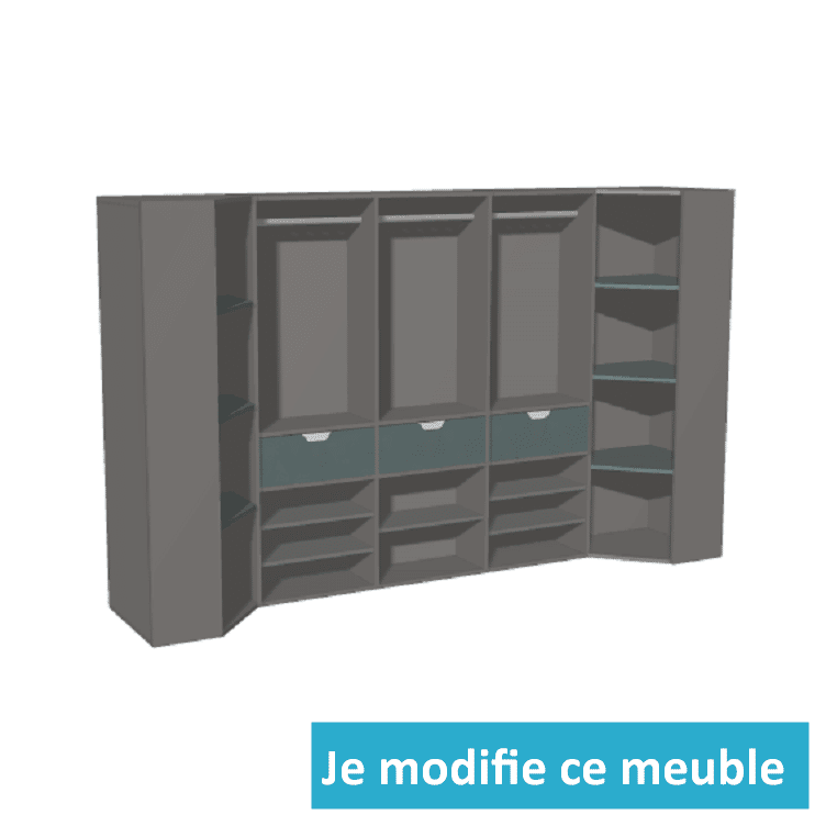 Dressing en u moderne avec penderies et tiroirs
