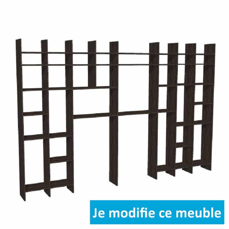 Meuble TV sur-mesure destructuré niche casiers gris