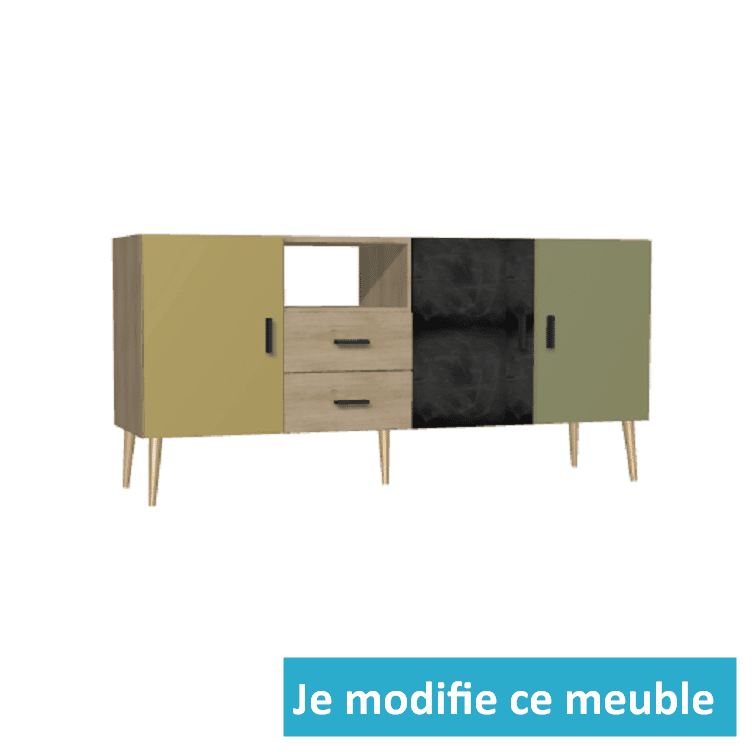 Meuble bas trois portes en craie
