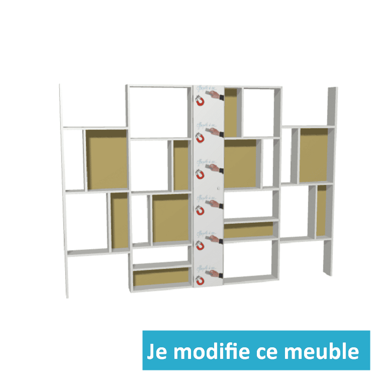 Bibliothèque sur mesure avec portes battantes tableau blanc pour stylo effaçable