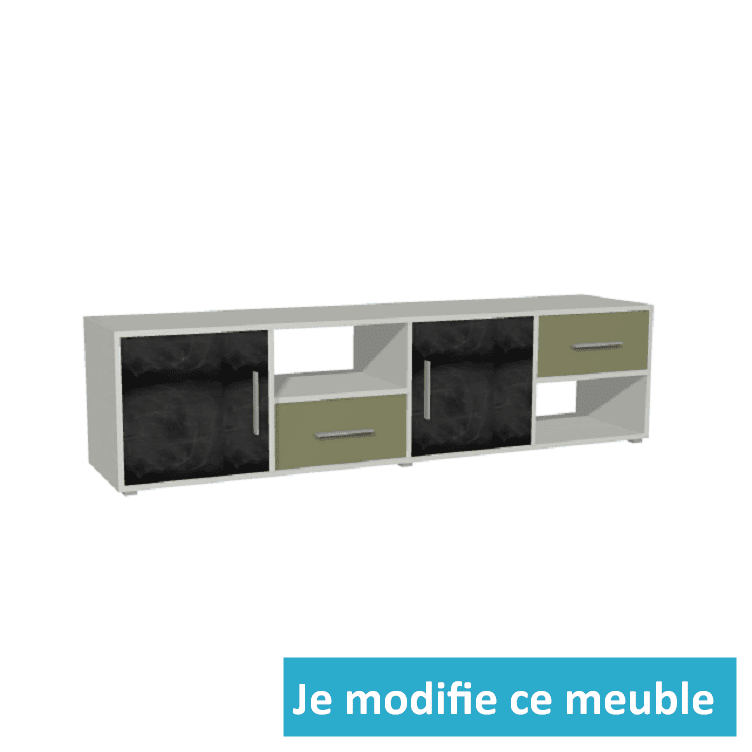 Meuble tv sur mesure avec portes en tableau noir pour craie