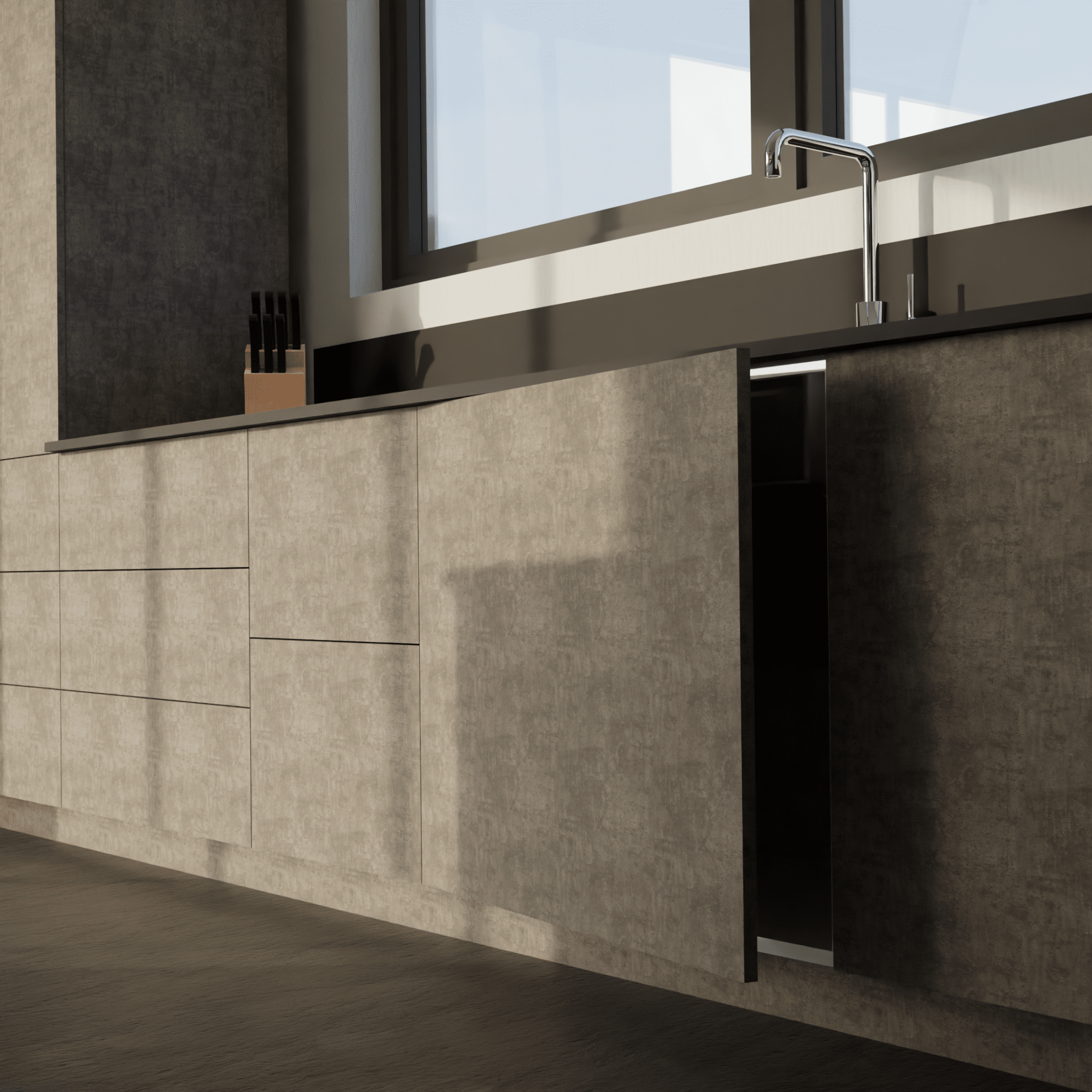 panneaux façades de cuisine sur-mesure beton vesuv