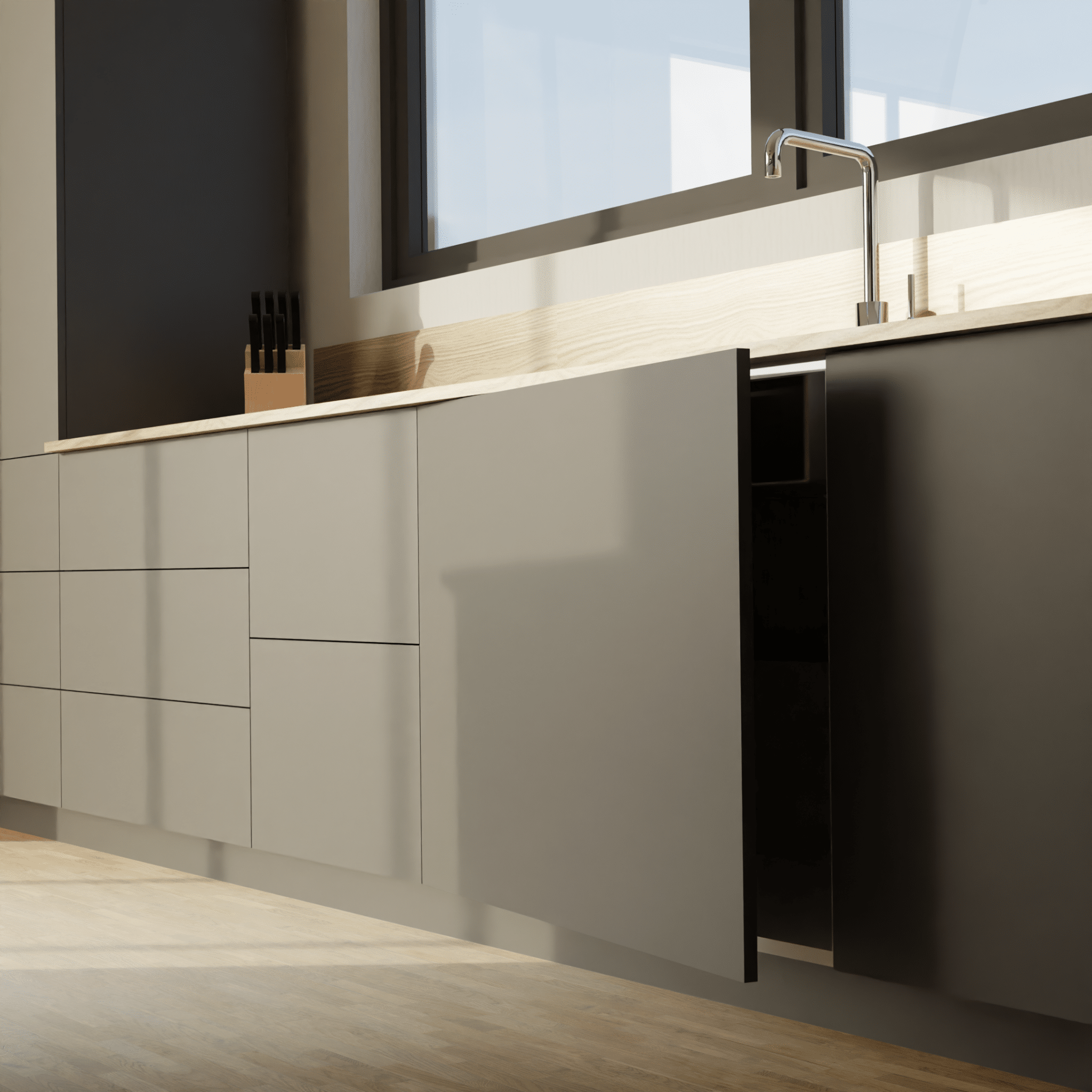 panneaux façades de cuisine sur-mesure graphite