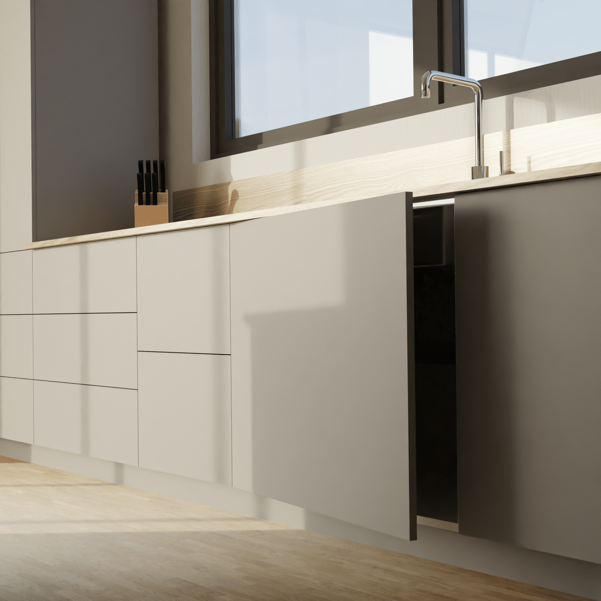 panneaux façades de cuisine sur-mesure lava grey