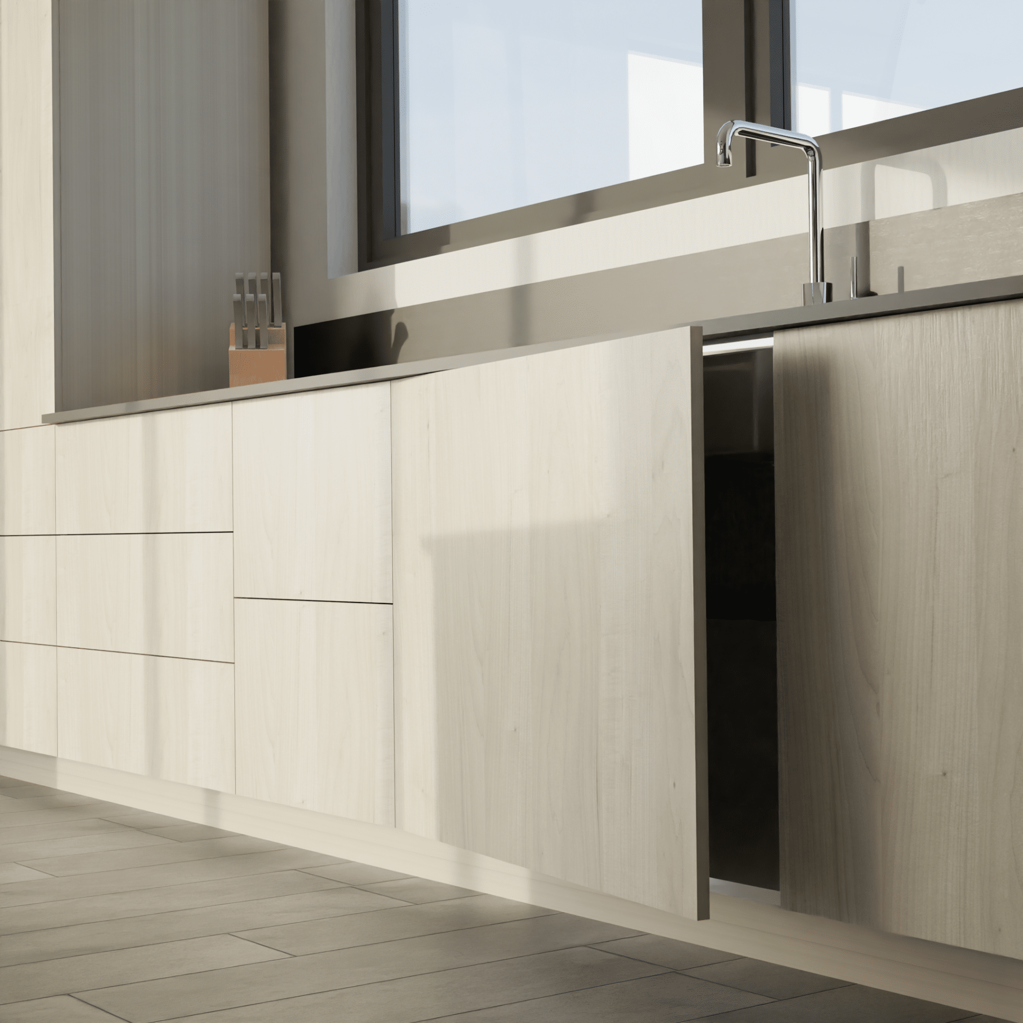 panneaux façades de cuisine sur-mesure line white