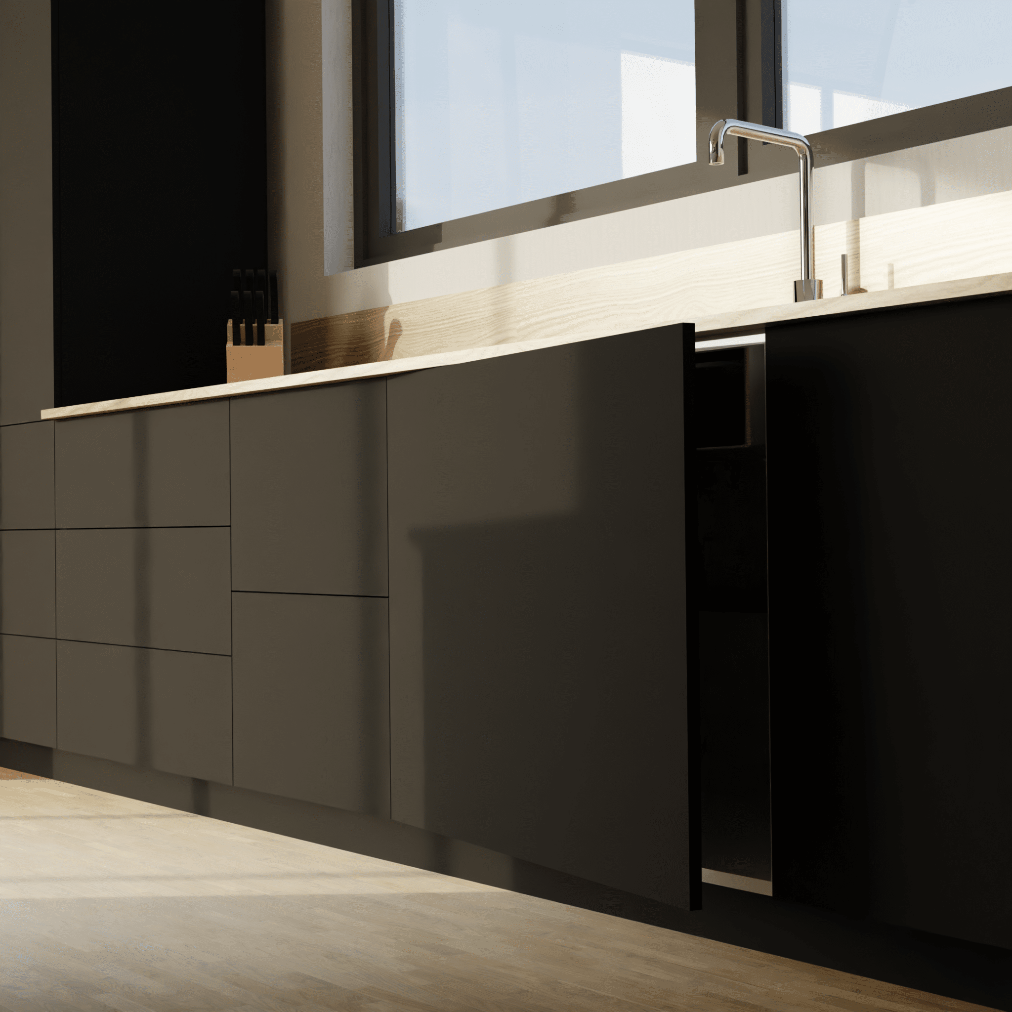 panneaux façades de cuisine sur-mesure noir black