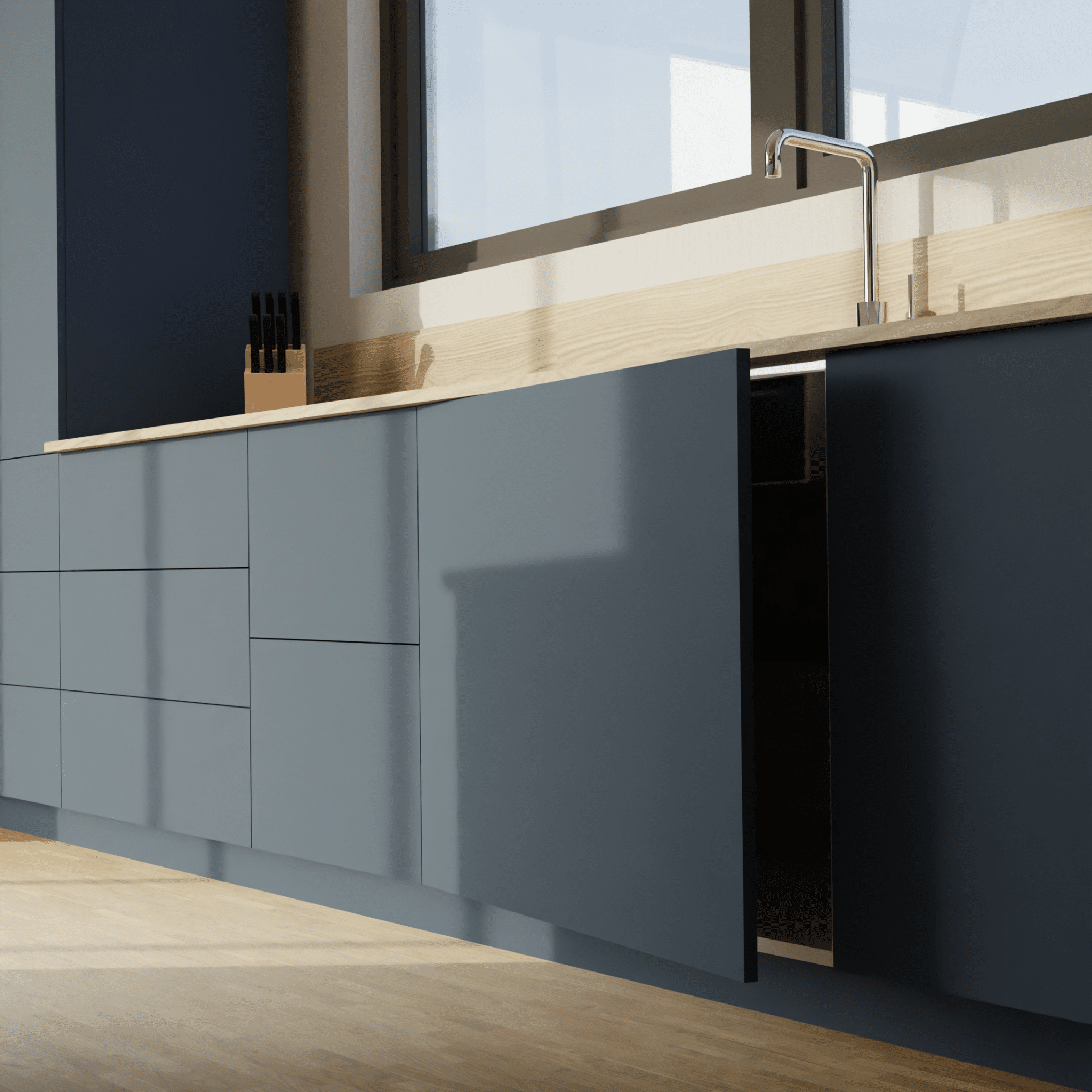 panneaux façades de cuisine sur-mesure sea blue