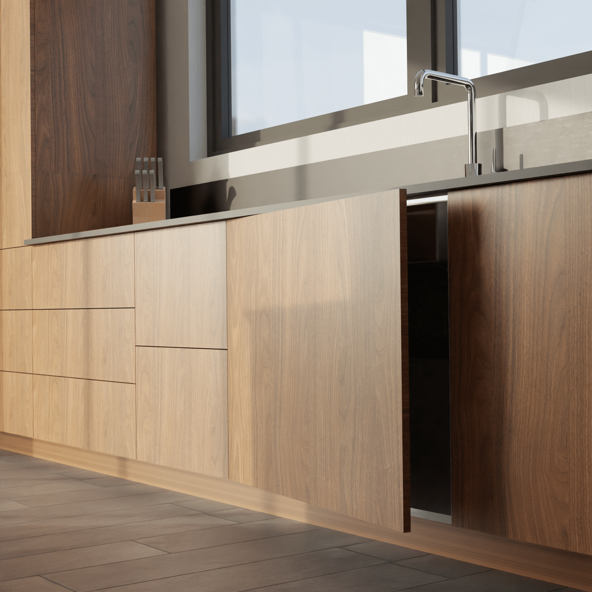 panneaux façades de cuisine sur mesure venice walnut