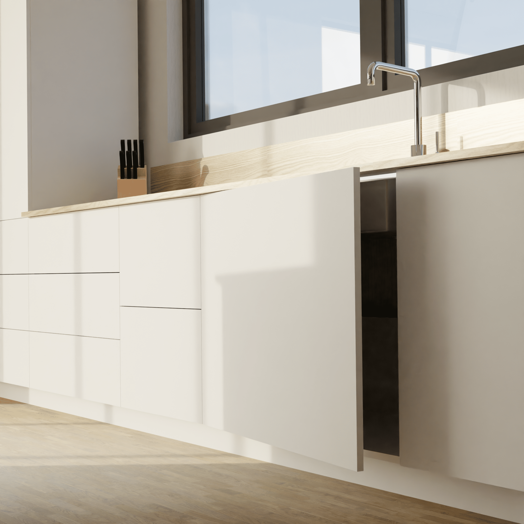 panneaux façades de cuisine sur-mesure white porcelain