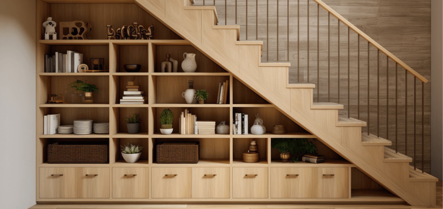 meuble sous escalier en bois
