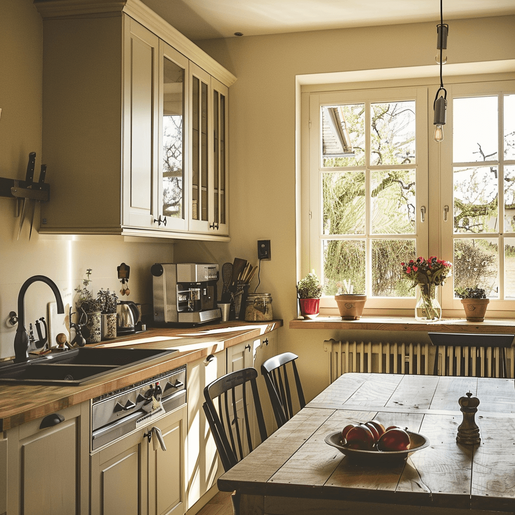 une cuisine au style rustique qui vient d'être rénovée