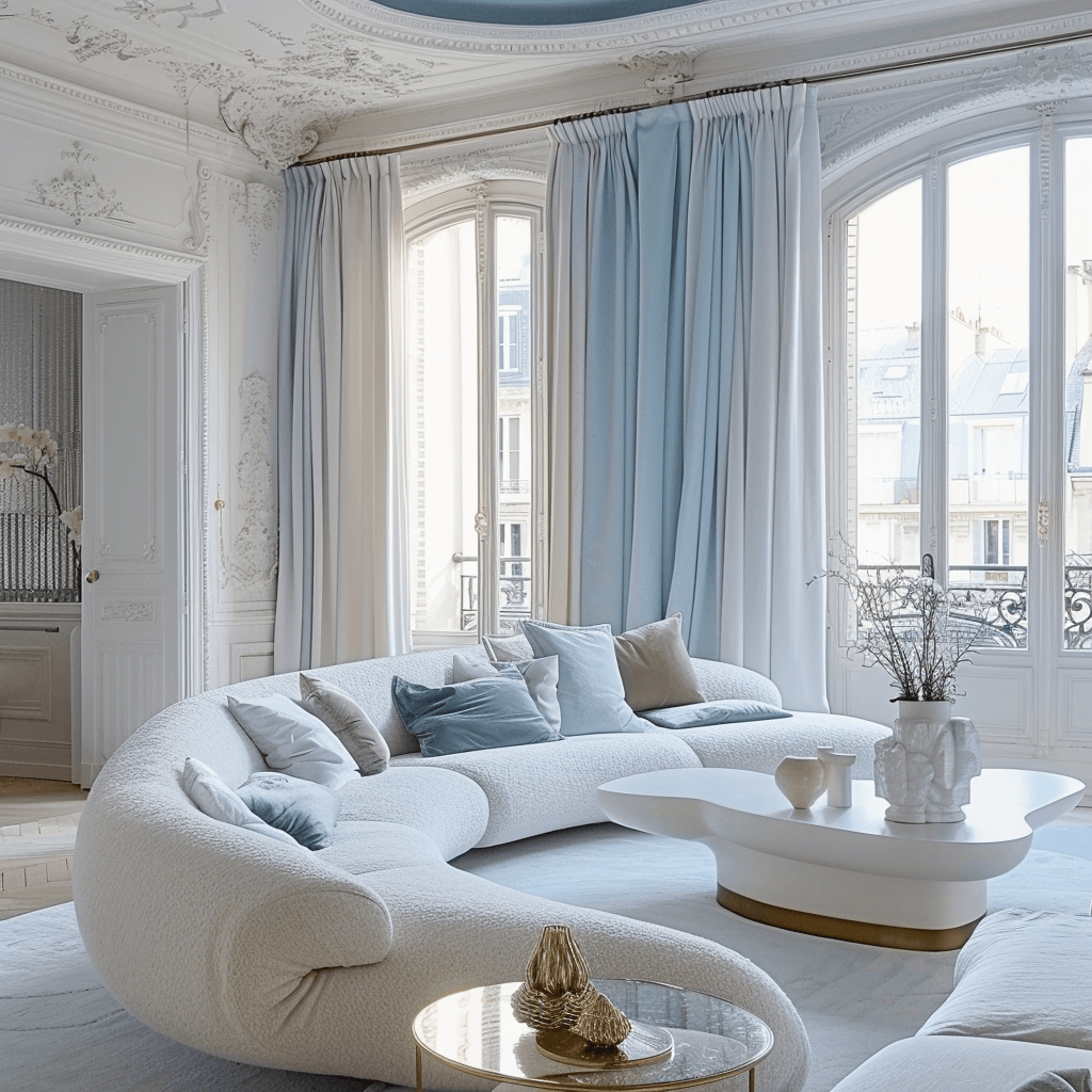 appartement aux couleurs claires (blanc), avec fenêtres