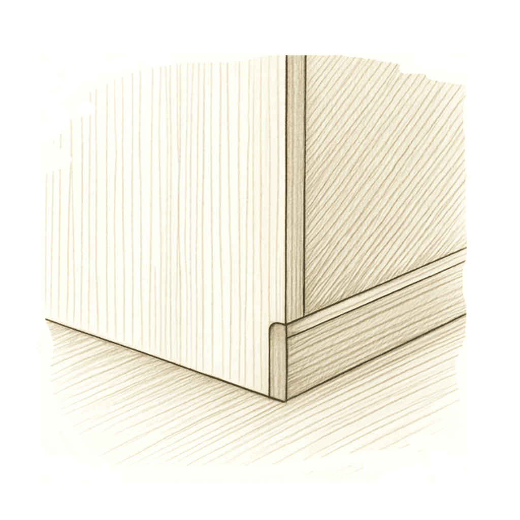 decoupe de plinthe sur meuble