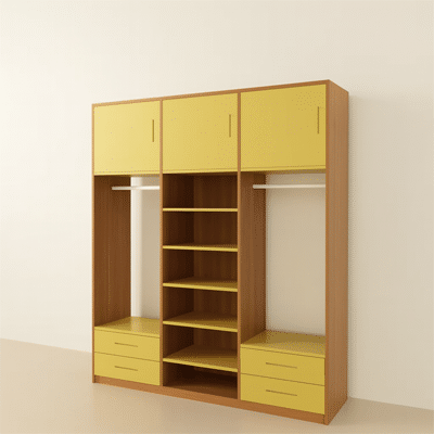 Double dressing sur mesure avec deux espaces penderie et tiroirs – configurateur 3D Tikimob