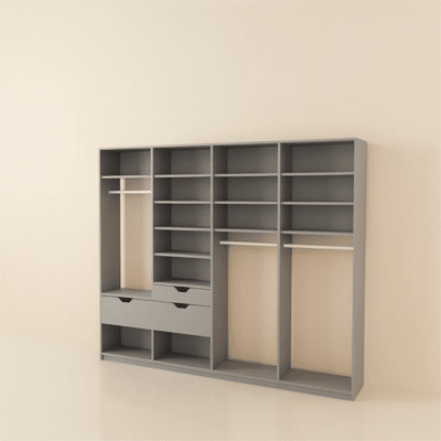 Kit dressing modulable avec étagères et penderie sur mesure – fabrication française Tikimob